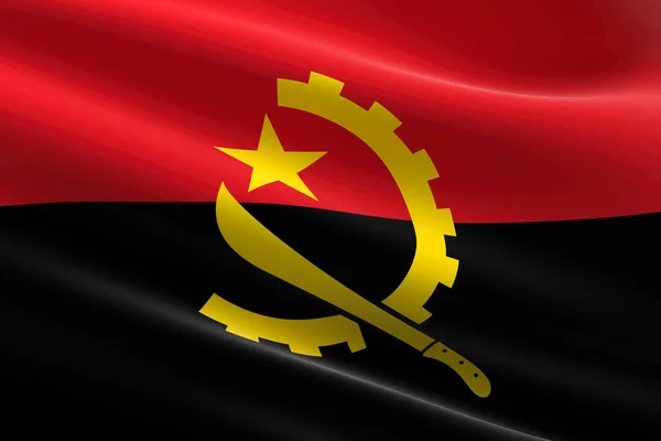stock image Flag of Angola. 3d illustration of the angolan flag waving.