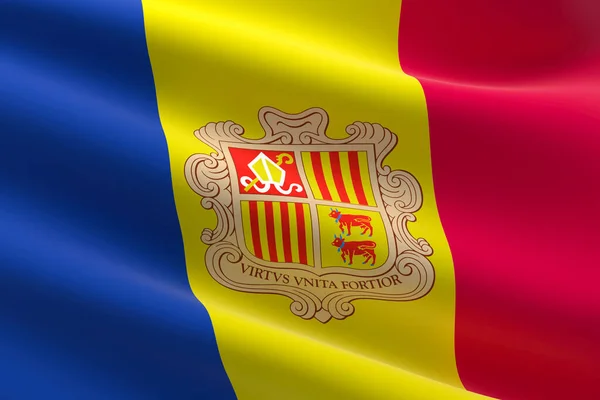 Bandeira Andorra Ilustração Bandeira Andorrana Acenando — Fotografia de Stock