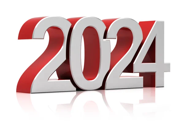 Nieuwjaar 2024 Illustratie Geïsoleerd Witte Achtergrond Stockfoto