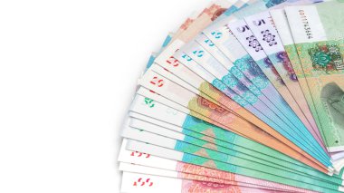 Çin Yuan banknotları Çin 'in para ve ekonomisini vurguluyor.