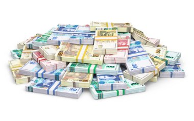 Piles of Bulgarian lev banknotes. BGN the official currency of Australia. clipart