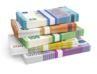 Farklı değerlerde Avrupa banknotları yığını