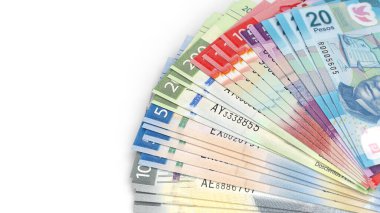 Çeşitli mezheplerde Meksika Pezo banknotlarının hayran aranjmanı.