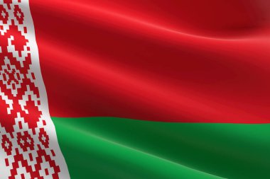 Belarus bayrağının sallanışının 3D çizimi.