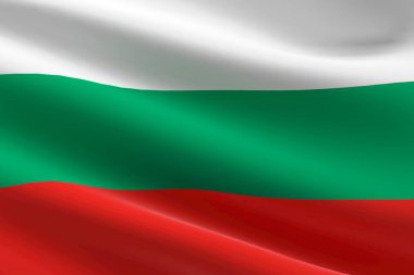 Bulgaristan bayrağı. İspanya bayrağının sallanışının 3D çizimi.
