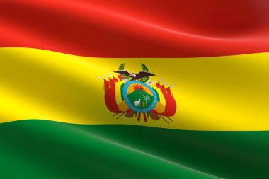 Bolivya bayrağı. Bolivya bayrağının sallanışının 3 boyutlu resmi.