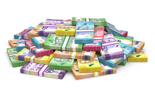 Кучи банкнот Коста-Рики.