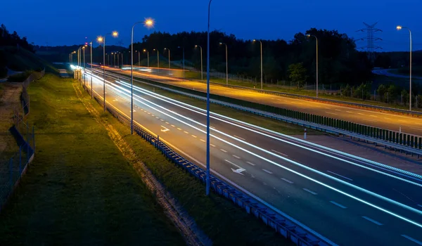 stock image lights of cars with night. long exposure