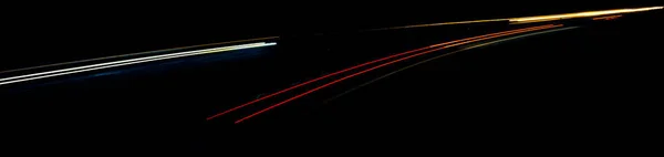 Φώτα Των Αυτοκινήτων Νύχτα Μεγάλη Έκθεση — Φωτογραφία Αρχείου