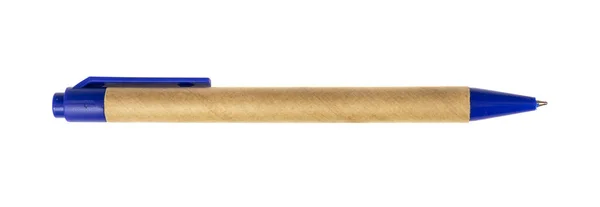 Brauner Und Blauer Kugelschreiber Auf Weißem Hintergrund — Stockfoto