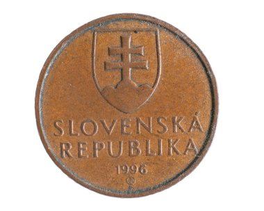 Beyaz izole bir zemin üzerinde Sloven 50 madeni para heller