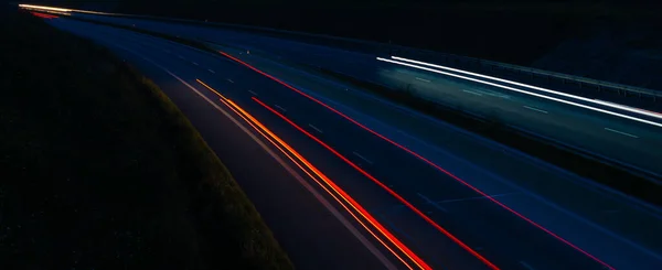 stock image lights of cars with night. long exposure