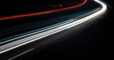 Gece arabaların ışıkları. uzun pozlama