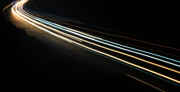 stock image lights of cars with night. long exposure