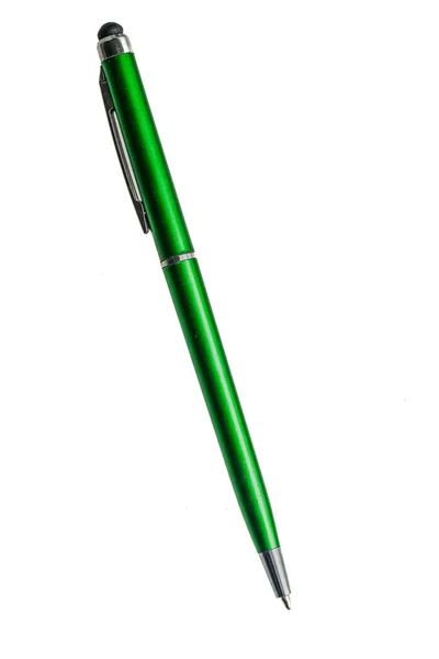 Grön Penna Vit Isolerad Bakgrund — Stockfoto
