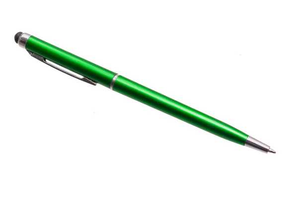 Grön Penna Vit Isolerad Bakgrund — Stockfoto