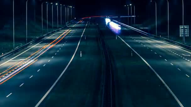 Geceli Arabaların Işıkları — Stok video