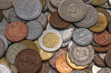 coins from all over the world. background