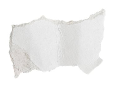 İzole edilmiş beyaz arkaplan üzerine beyaz bir kağıt parçası