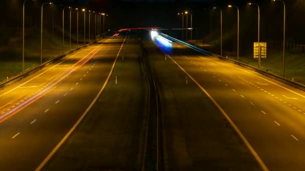 Lichten Van Auto Met Nacht — Stockvideo