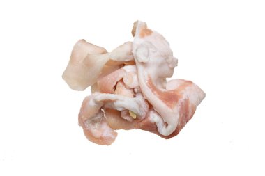pieces of animal fat with meat on a white isolated background