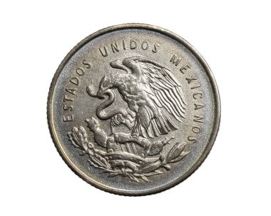 Meksika 25 centavos madeni para beyaz izole bir arka plan