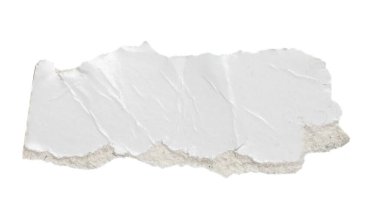 İzole edilmiş beyaz arkaplan üzerine beyaz bir kağıt parçası