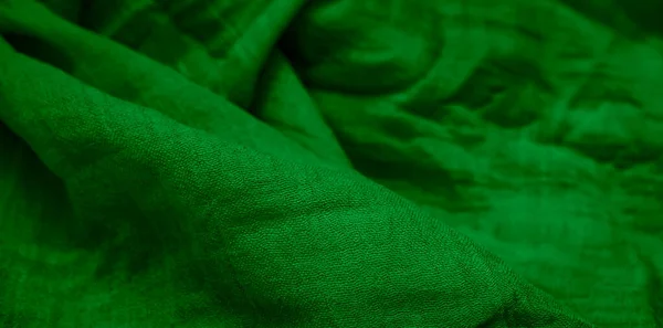 Green Crinkled Cotton Fabric Visible Details Background — Stock Photo, Image