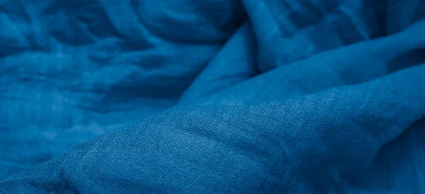 Pleated Blue Cotton Material Texture Background — Stock Photo, Image