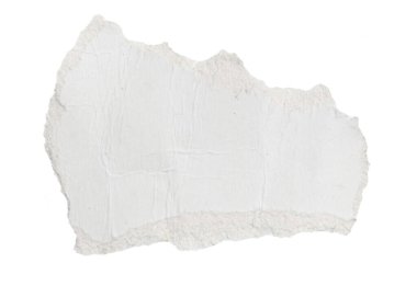 İzole edilmiş beyaz arkaplan üzerine beyaz bir kağıt parçası