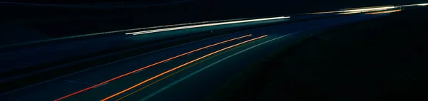 Lichten Van Auto Met Nacht Lange Blootstelling — Stockfoto