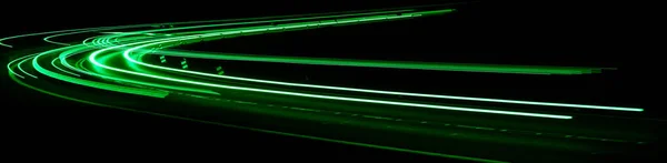Zelená Světla Noci Dlouhá Expozice — Stock fotografie