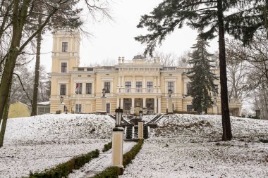 Biedrusko 'da kışın yeniden inşa edilen eski saray.