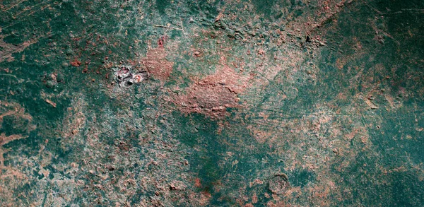 Enferrujar Placa Metal Velho Pintado Com Tinta Verde — Fotografia de Stock