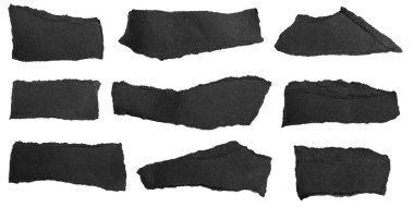 a black piece of paper on a white isolated background