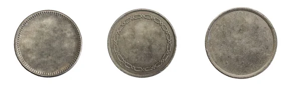 Alte Leere Silbermünze Auf Weißem Isoliertem Hintergrund — Stockfoto