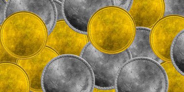 Eski temiz altın ve gümüş paralar. arkaplan