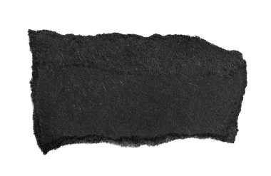 a black piece of paper on a white isolated background