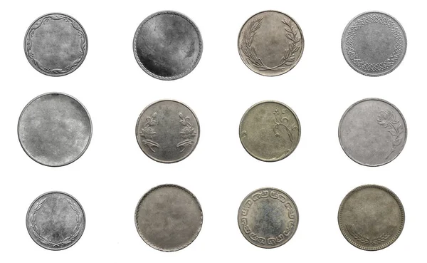 Старая Пустая Серебряная Монета Белом Изолированном Фоне — стоковое фото
