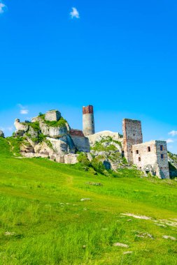 Olsztyn 'deki dağdaki şato harabeleri