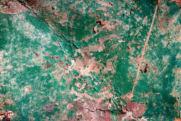 Rostande Gammal Metallplatta Målad Med Grön Färg — Stockfoto