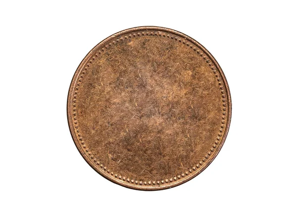 old empty copper coin on white isolated background