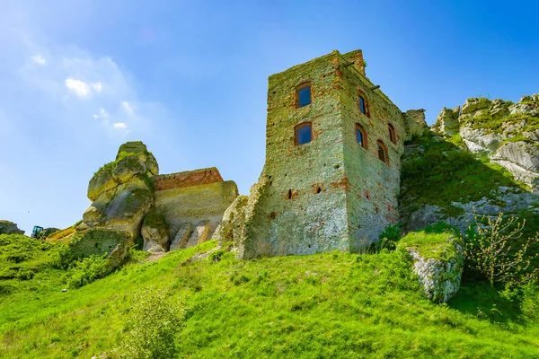 stock image castle ruins on the mountain in Olsztyn