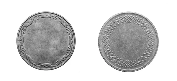 Vecchia Moneta Argento Vuota Sfondo Bianco Isolato — Foto Stock