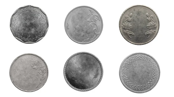 Vieja Moneda Plata Vacía Sobre Fondo Blanco Aislado —  Fotos de Stock