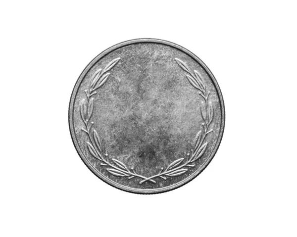 白色孤立背景的空银币 — 图库照片