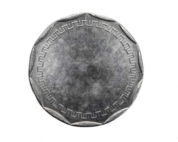 Стара Порожня Срібна Монета Білому Ізольованому Фоні — стокове фото