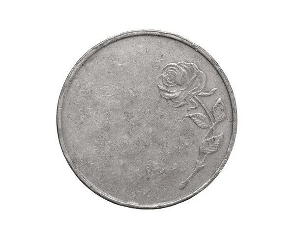 Beyaz Izole Edilmiş Arkaplanda Eski Boş Gümüş Para — Stok fotoğraf