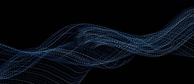 Siyah arkaplanda mavi noktalı ışık çizgileri