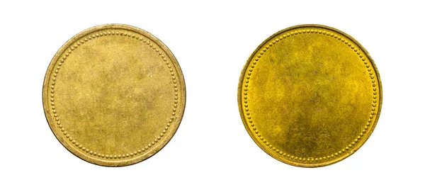 Old Empty Gold Coin White Isolated Background — Stock Photo, Image